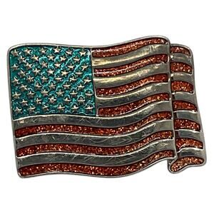 American Belt Patriotic Belt Buckle Stars‎ and Stripes Mens Vintage Collectible